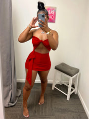Solid Tube Top Mini Skirt Two Piece Sets WSM 5317