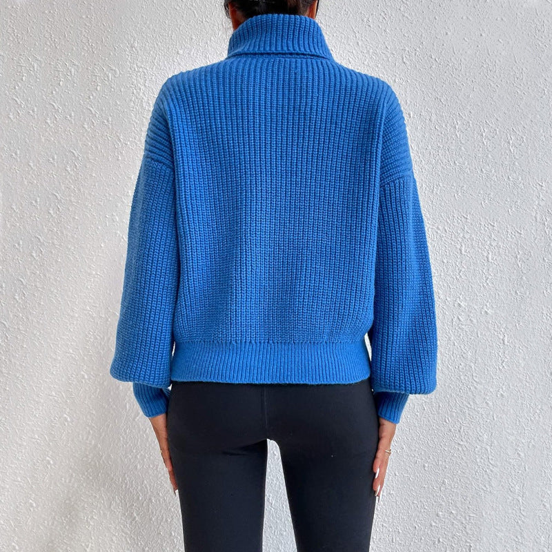 Solid Color Knits High Collar Sweater GDAM 1020