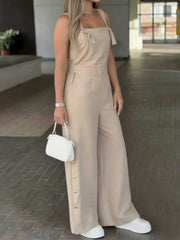 Solid Color Backless Split Jumpsuit MIL L344