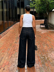 Plus Size Solid Color Breasted Button Jeans GYLN 5147
