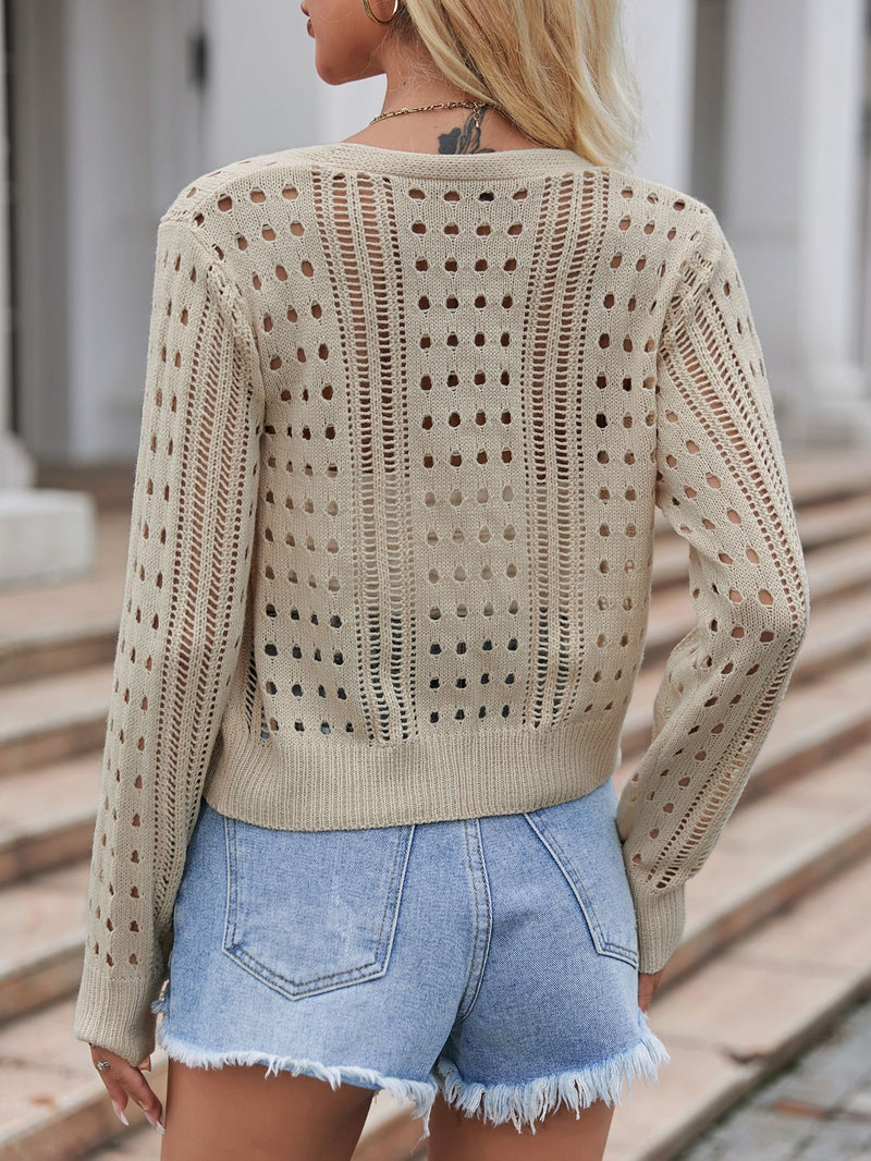 Long Sleeve Knits Hollow Out Short Coat GQNF Y00218TM