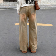 Solid color Gradient Straight leg Jeans GPKJ MR46157
