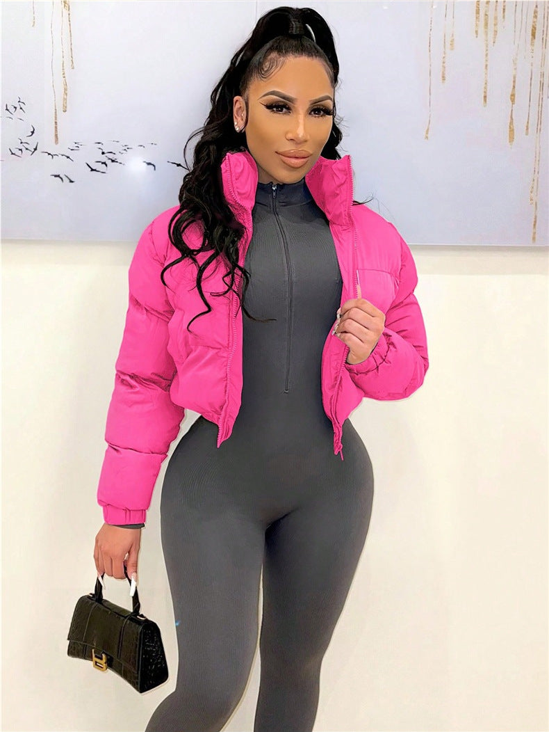 Solid Color Long Sleeve Short Cotton Jacket SH 390799