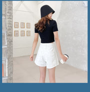 White Fashion Loose Denim Shorts GKNF TS2010