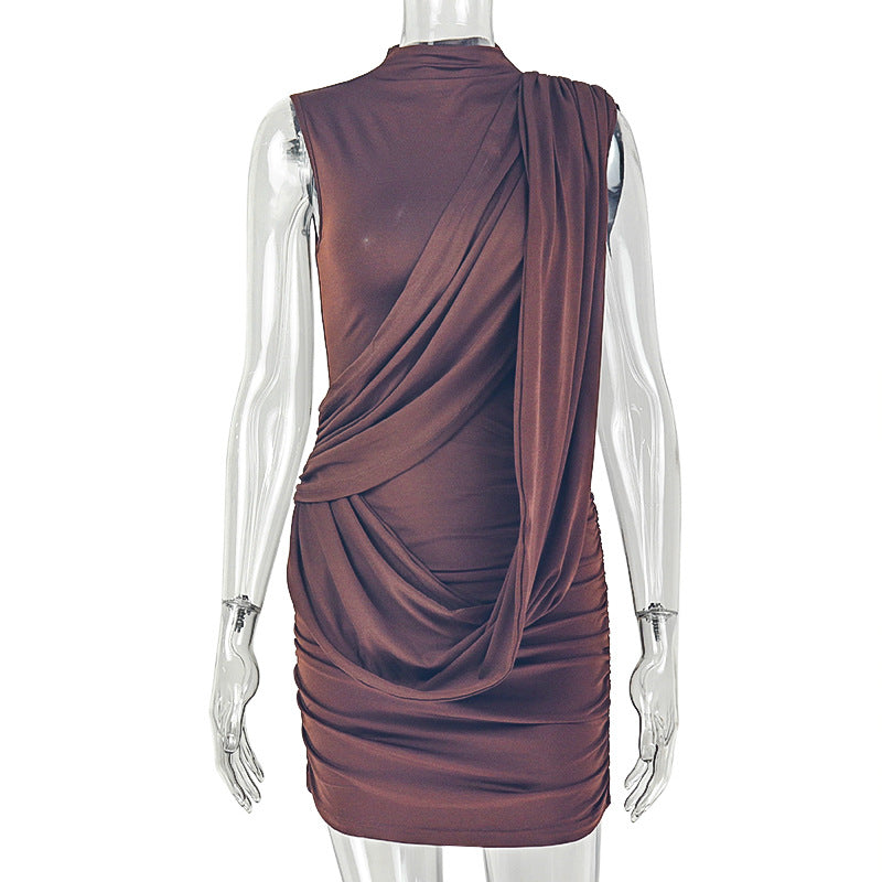 Solid Color Ruched Sleeveless Mini Dress GJYO JD305576