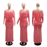 Solid Color One Shoulder Ruched Maxi Dress CYA 902514