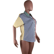 Fashion Multicolor Striped Print Shirt LUO 3150