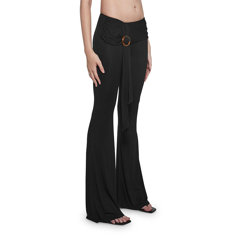 Solid Color Micro Flare Pants GDSF Q25PT259