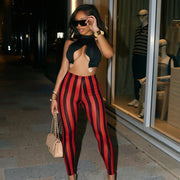 Stripe Print Mesh Casual Pants MXBF J26PT278