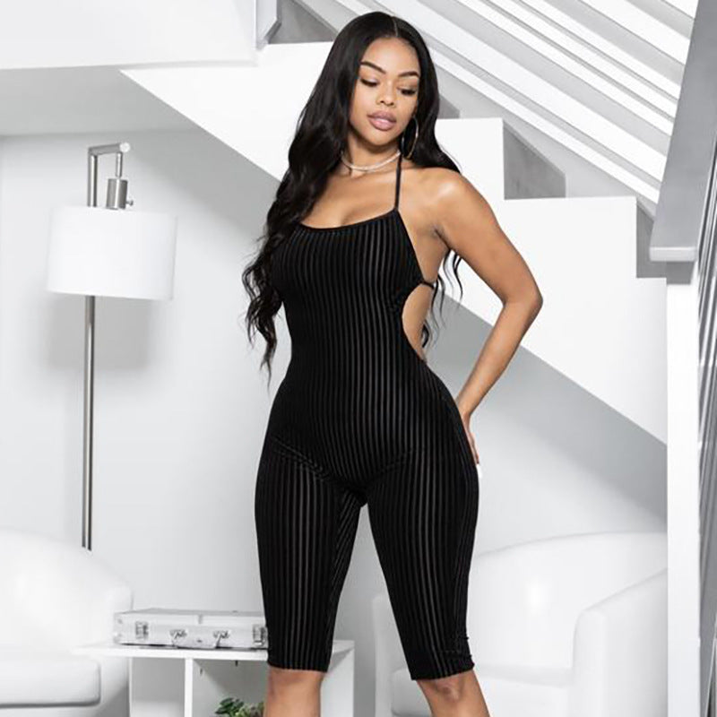 Sexy Tie Up Backless Halter Romper GYSL 5267