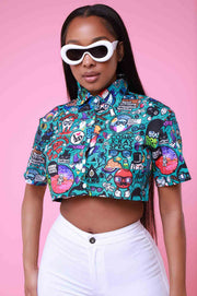 Printed Short sleeve Short Shirt QXTF 8164