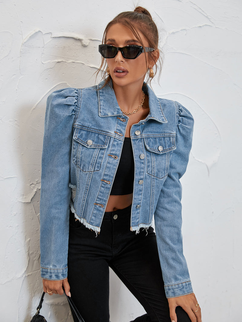 Long Sleeve Lapel Denim Short Coats GYXN 30321