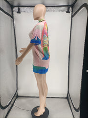 Casual Printed Short Sleeve Shirt Top WMEF 20799