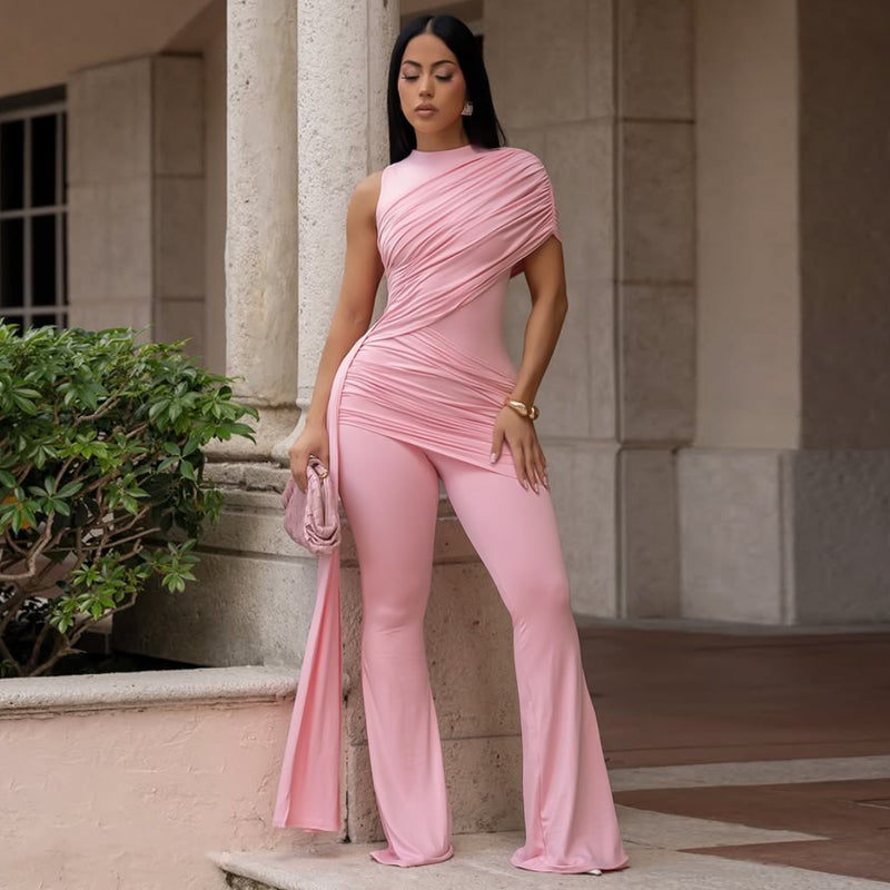Single Shoulder Ruched Jumpsuit YF 11025