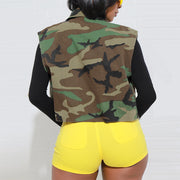 Camouflage Print Lapel Sleeveless Vest SH 390511