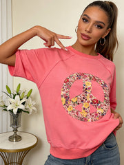 Plus Size Print Short Sleeve Loose T Shirt QMZF 18002