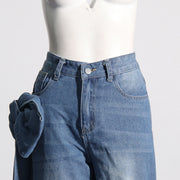 Fashion Patchwork Bow Wide Leg Jeans GSYI S88081