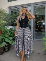 Print High Waist Irregular Long Skirt SFY 874