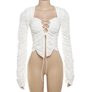 Solid Color Long Sleeve Pleated Coat GYME K24L52408