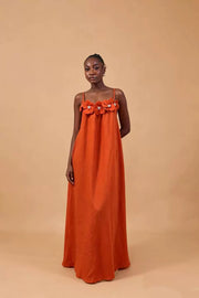 Solid Color Floral Print Maxi Dress GADE 10388