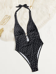 Polka Dot Print Backless One Piece Swimsuit CSYZ G562RX