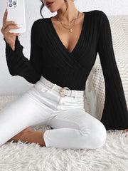 Flare Sleeve V Neck T Shirt GYSQ CCEF1870