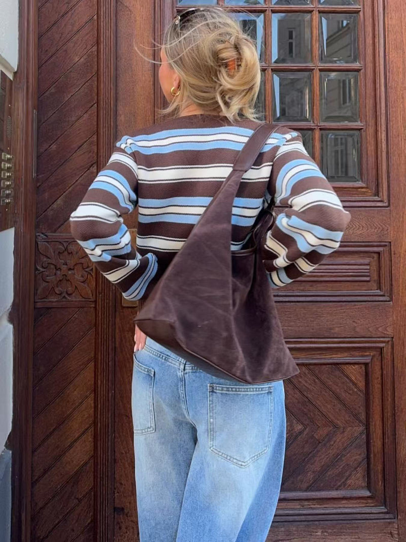 V Neck Contrast Color Knits Coats GQNF Y00280CM