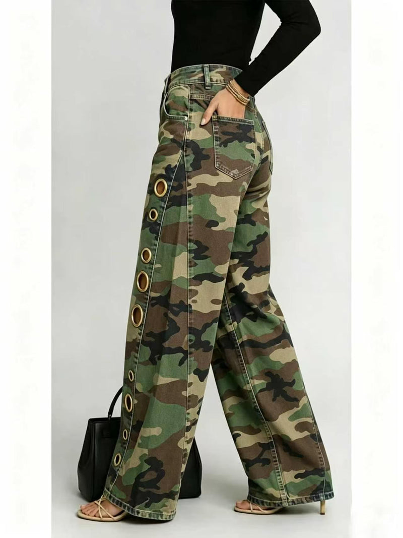 Camouflage Print Loose Jeans OD 8782