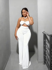 Sexy Halterneck Hollow Out Jumpsuit GADE 10086