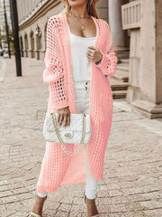Solid Long Hollow Out Sweater Cardigan Coat FSXF 570