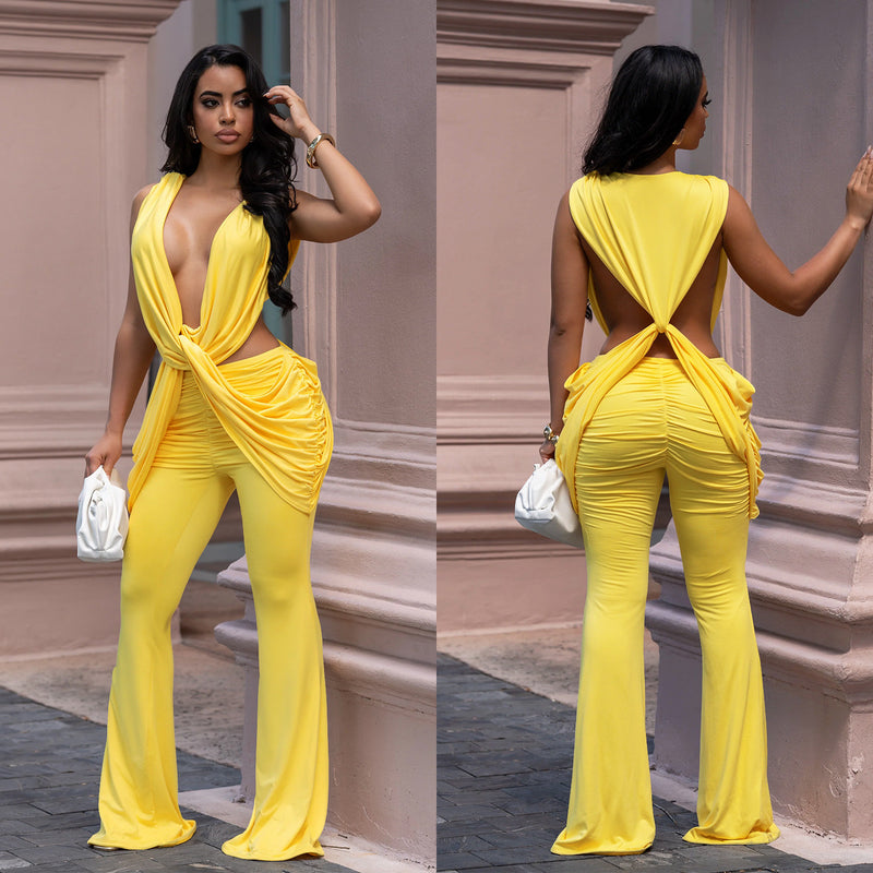 Backless Solid Color Jumpsuit BY 7722