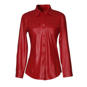 PU Leather Long Sleeve Shirt Jacket Coat GPBY 811
