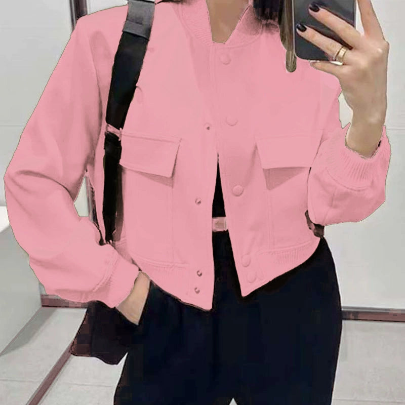 Plus Size Single Breasted Solid Color Long Sleeve Jacket GHHE 24594
