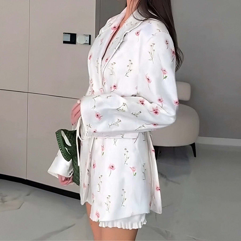 Plus Size Long Sleeve Print Tie Up Coats GHHE 29783