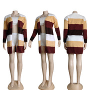 Stripe Color Blocking Cardigan Sweater Coat GYSF 8006