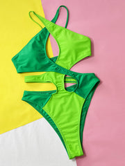 Sexy Hollow Out Contrast Color One Piece Swimsuit CSYZ 28