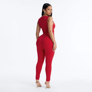Solid Color Hollow Out Jumpsuit MXBF J26JP362
