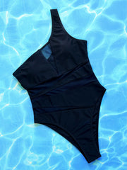 Solid Color Mesh One Piece Swimsuit CSYZ A20HY