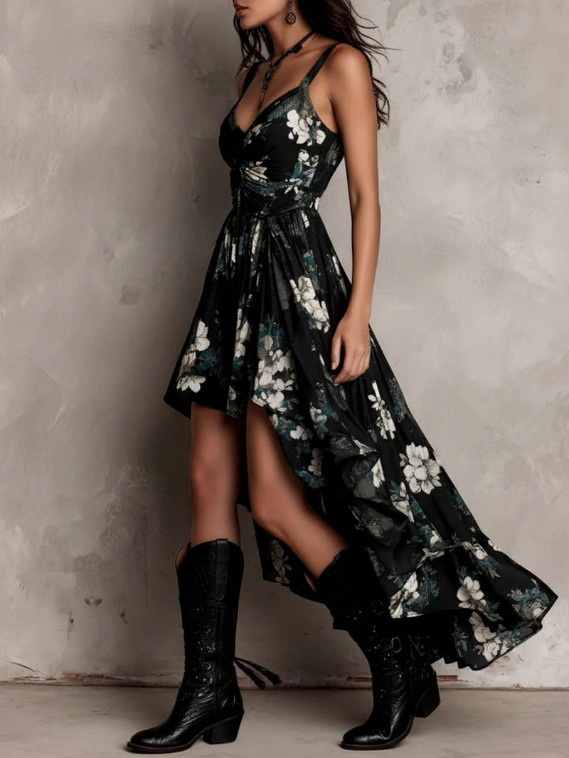 Print Sling Irregular Maxi Dress GWDS 260418