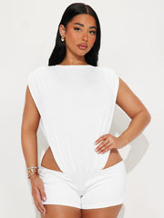 Solid Color Sleeveless Bodysuit Short Suit MXBF J25ST135