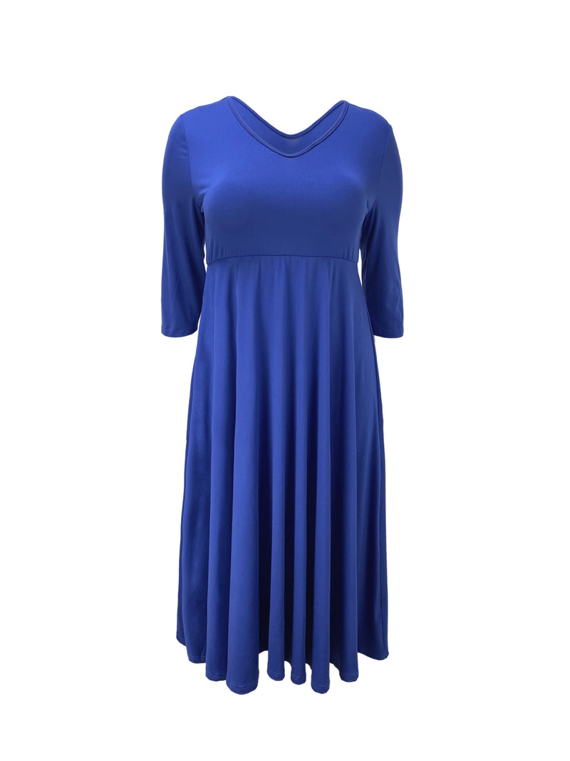 Plus Size Long Sleeve V Neck Maxi Dress GAWE 6455