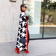 Warm Loose Houndstooth Plush Long Coat LSD 2361