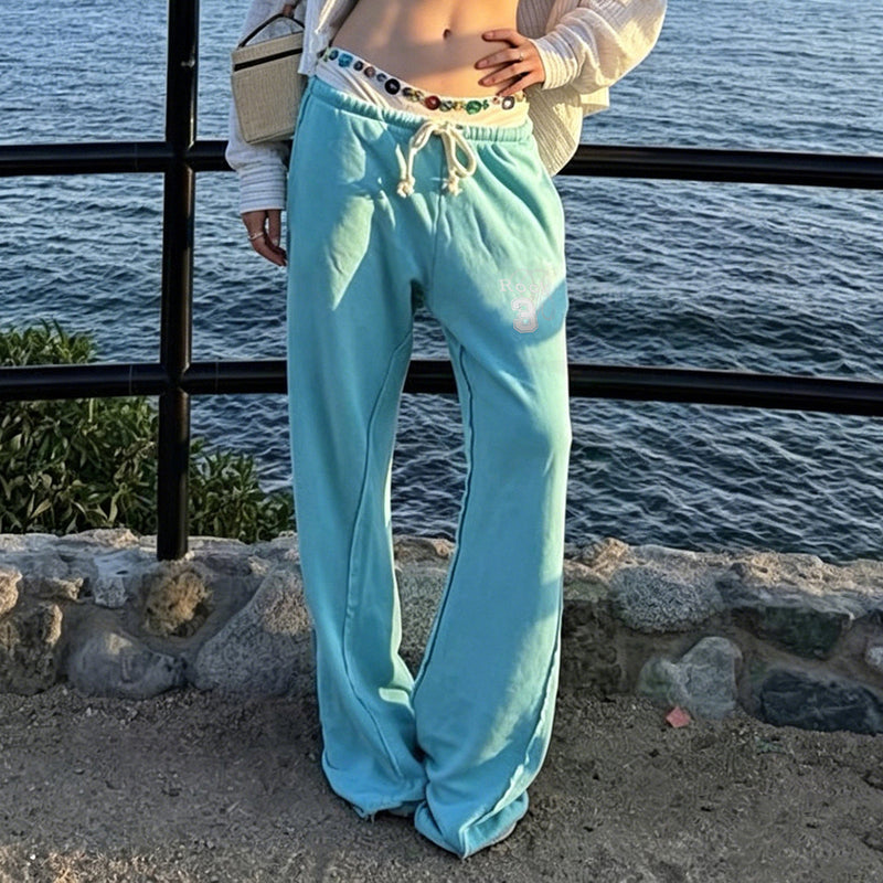 Letter Print Drawstring Sport Pants GPKJ MR49453