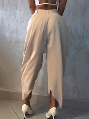 Solid Color Wide Leg Flower Bud Pants GXHF M80802