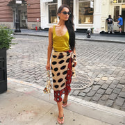 Irregular Polka Dot Print Long Skirt GYME K6J11415A