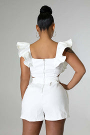 Plus Size One Shoulder Solid Color Romper GHXF HX0206
