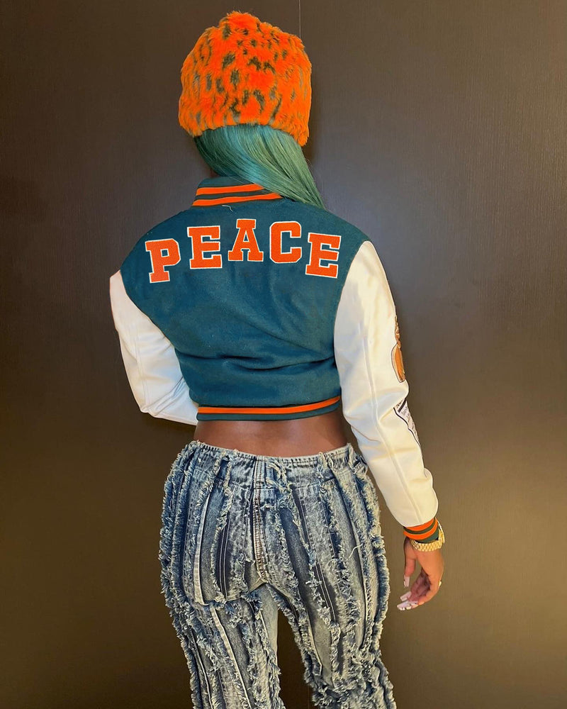 Thickened Embroidered Color Block Baseball Jacket CM 001