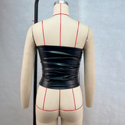 Fashion Solid PU Leather Wrap Chest Tops GPBY 16779