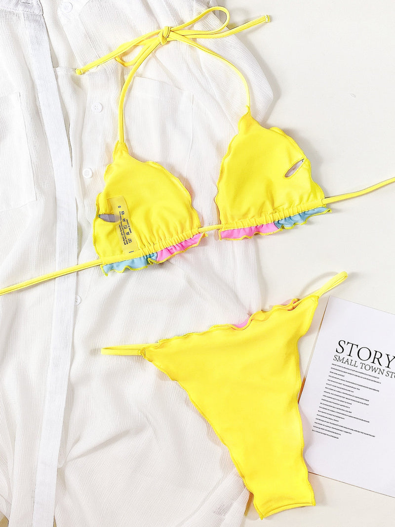 Sexy Splice Swimsuit Two Piece Sets CSYZ B533K