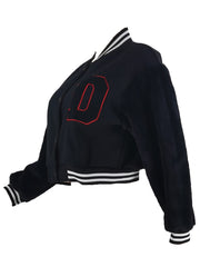 D Letter Print Baseball Jacket Coat ZDF 31326